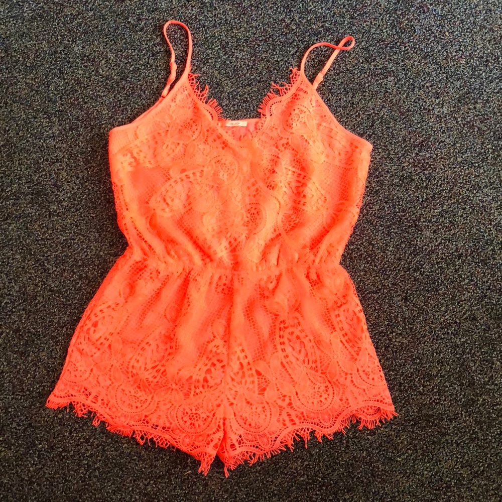 San joy neon pink romper size large.